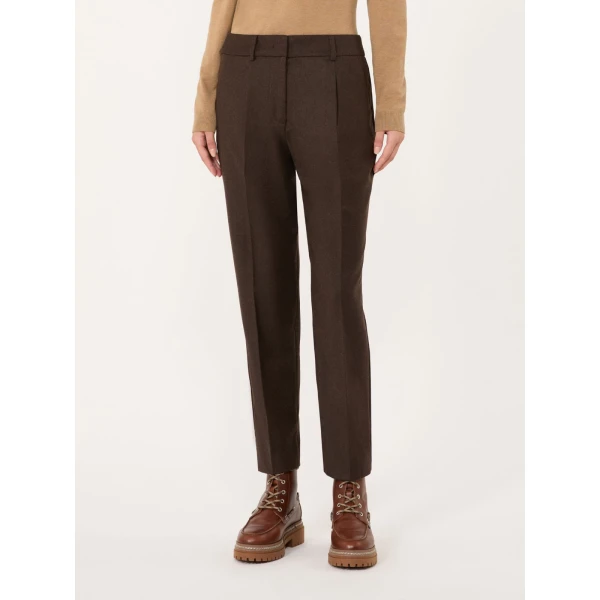 Max Mara Caldaia Stretch Flannel Cropped Trousers in Brown | Tailored pants | Luxury Shoes 
