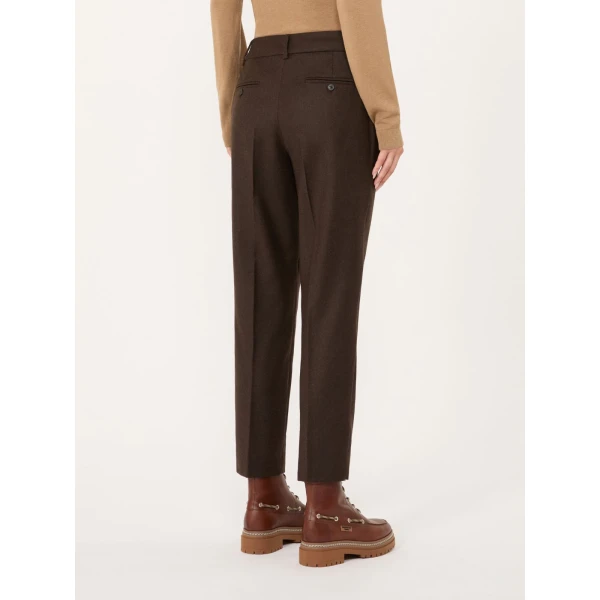Max Mara Caldaia Stretch Flannel Cropped Trousers in Brown | Tailored pants | Luxury Shoes 