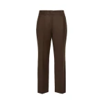 Max Mara Caldaia Stretch Flannel Cropped Trousers in Brown | Women | Luxury Shoes 