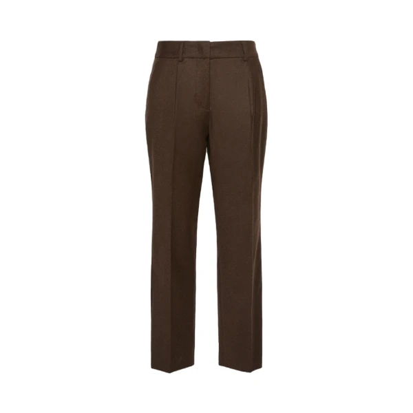 Max Mara Caldaia Stretch Flannel Cropped Trousers in Brown | Women | Luxury Shoes 