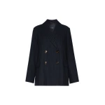 Max Mara Calibri Double-Breasted Pinstripe Wool Jacket in Midnight Blue | Blazers | Luxury Shoes 