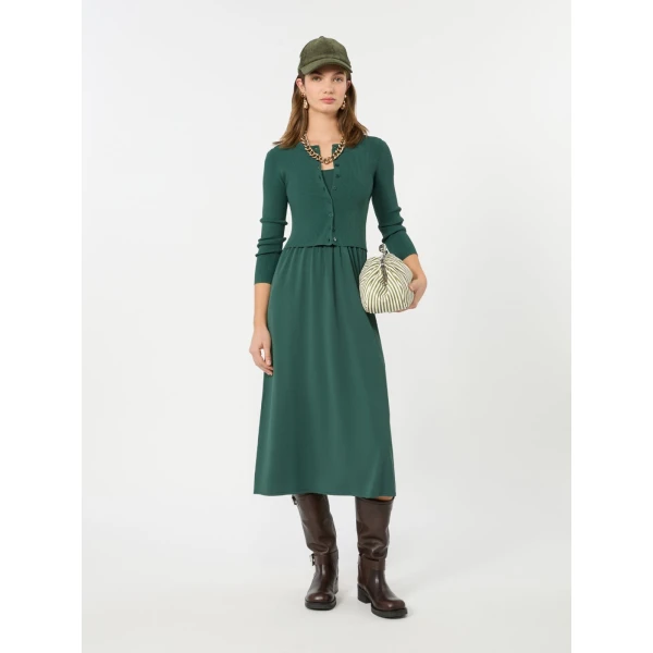 Max Mara Calibri Long Viscose Knit Dress in Green | Maxi Dresses | Luxury Shoes 