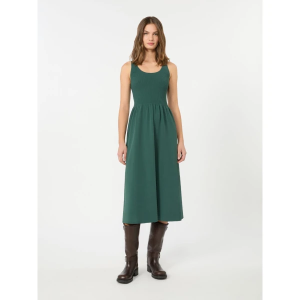 Max Mara Calibri Long Viscose Knit Dress in Green | Maxi Dresses | Luxury Shoes 