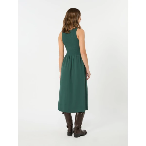 Max Mara Calibri Long Viscose Knit Dress in Green | Maxi Dresses | Luxury Shoes 