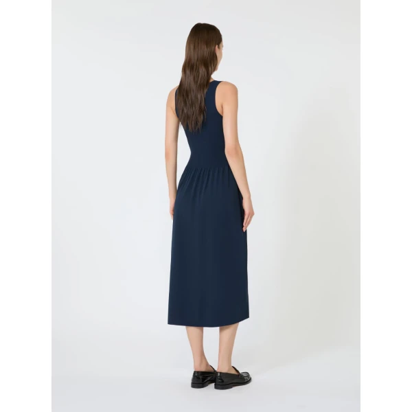 Max Mara Calibri Long Viscose Knit Dress in Navy | Maxi Dresses | Luxury Shoes 
