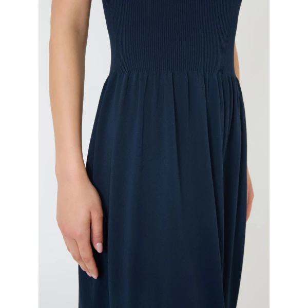 Max Mara Calibri Long Viscose Knit Dress in Navy | Maxi Dresses | Luxury Shoes 