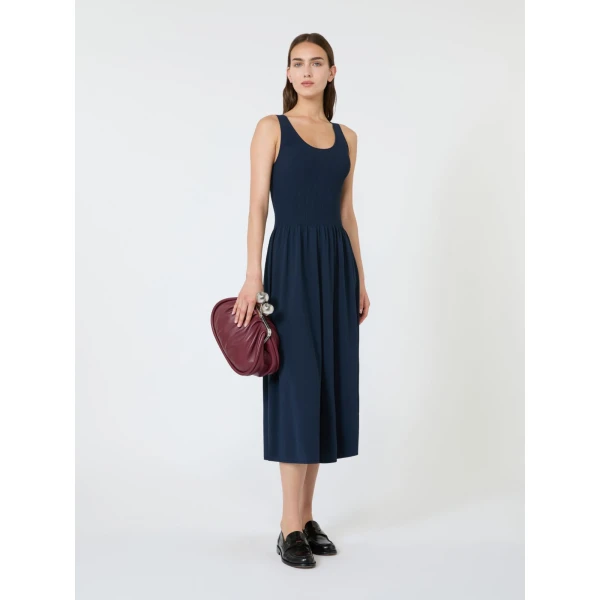 Max Mara Calibri Long Viscose Knit Dress in Navy | Maxi Dresses | Luxury Shoes 