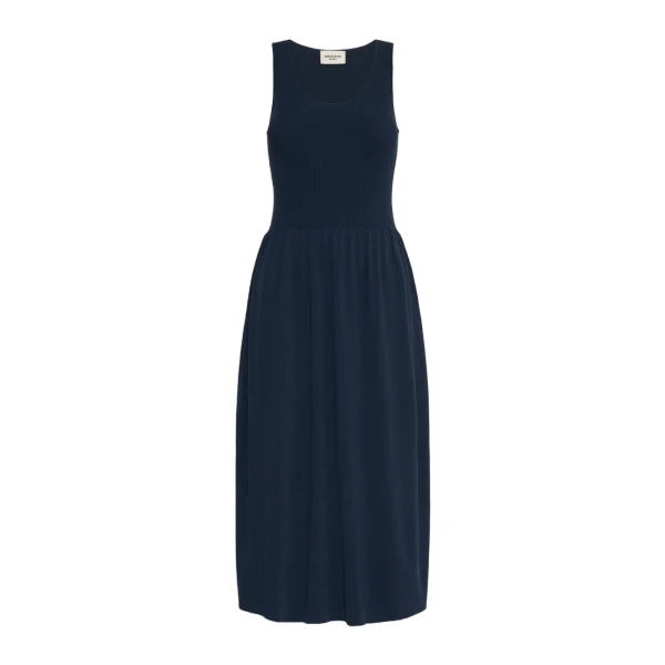 Max Mara Calibri Long Viscose Knit Dress in Navy | Maxi Dresses | Luxury Shoes 