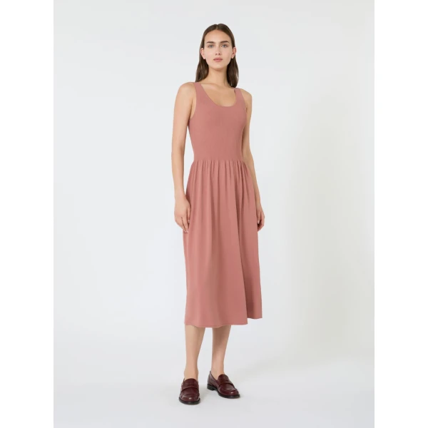 Max Mara Calibri Long Viscose Knit Dress in Terra Cotta | Maxi Dresses | Luxury Shoes 