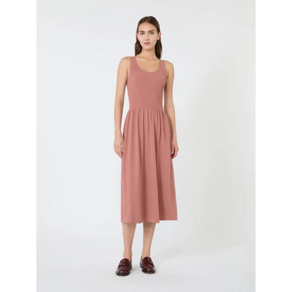 Max Mara Calibri Long Viscose Knit Dress in Terra Cotta | Maxi Dresses | Luxury Shoes 
