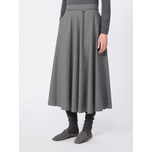 Max Mara Califfo Flared Cashmere Foule Skirt in Medium Grey | Maxi Skirts | Luxury Shoes 