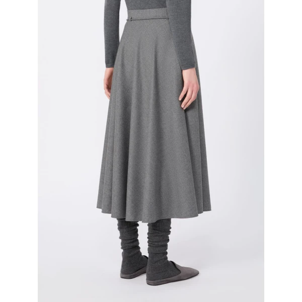 Max Mara Califfo Flared Cashmere Foule Skirt in Medium Grey | Maxi Skirts | Luxury Shoes 