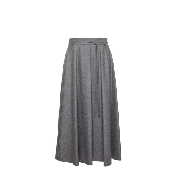 Max Mara Califfo Flared Cashmere Foule Skirt in Medium Grey | Maxi Skirts | Luxury Shoes 