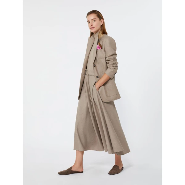 Max Mara Califfo Flared Cashmere Foule Skirt in Sand | Maxi Skirts | Luxury Shoes 