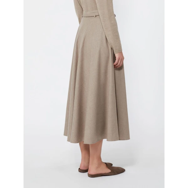 Max Mara Califfo Flared Cashmere Foule Skirt in Sand | Maxi Skirts | Luxury Shoes 