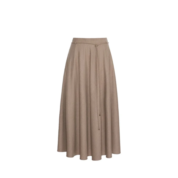 Califfo Flared Cashmere Foule Skirt in Sand