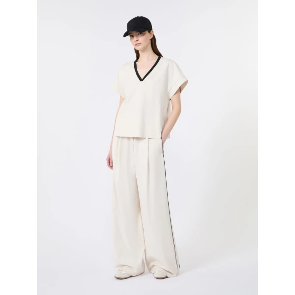 Max Mara Califfo Milano Jersey Boxy T-Shirt in Ivory | T-shirts | Luxury Shoes 