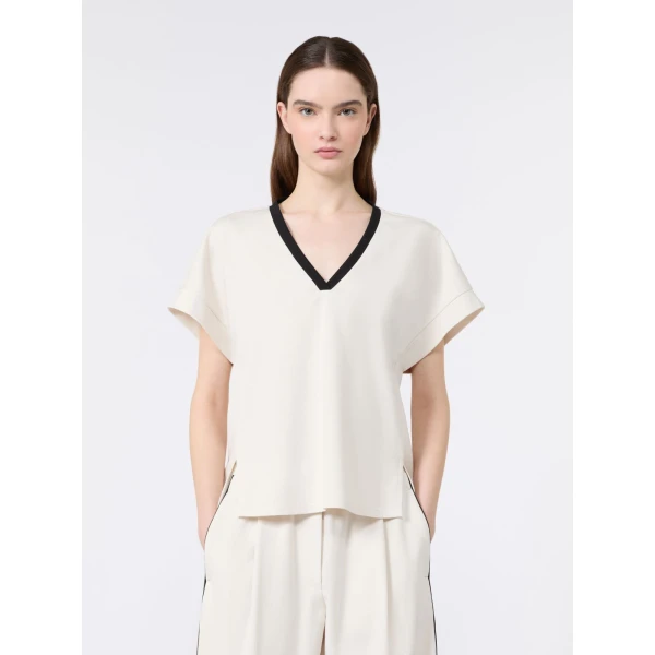 Max Mara Califfo Milano Jersey Boxy T-Shirt in Ivory | T-shirts | Luxury Shoes 