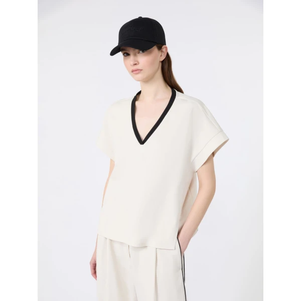 Max Mara Califfo Milano Jersey Boxy T-Shirt in Ivory | T-shirts | Luxury Shoes 