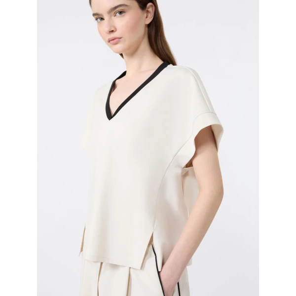 Max Mara Califfo Milano Jersey Boxy T-Shirt in Ivory | T-shirts | Luxury Shoes 