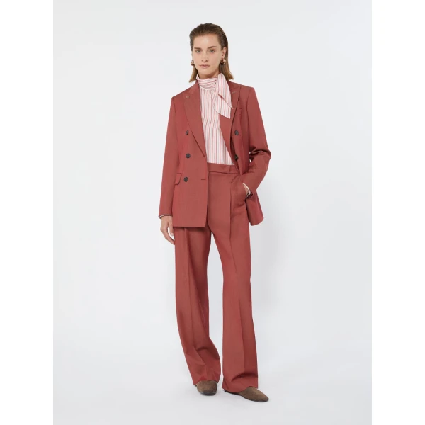 Max Mara Calte Wool Gabardine Trousers in Red | Tailored pants | Luxury Shoes 