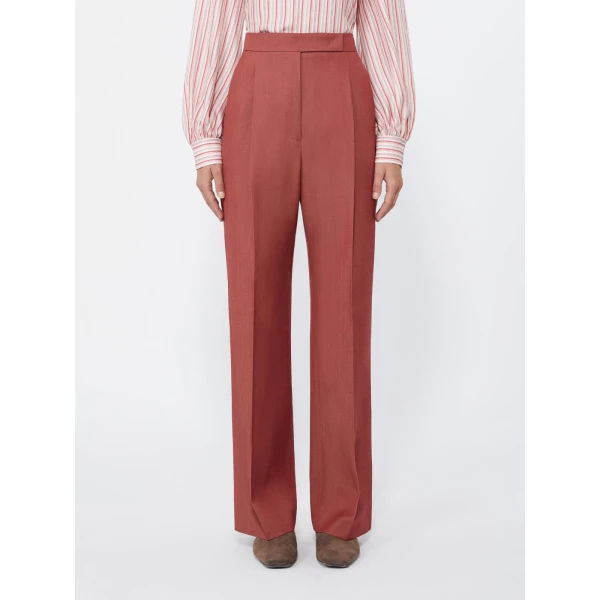 Max Mara Calte Wool Gabardine Trousers in Red | Tailored pants | Luxury Shoes 