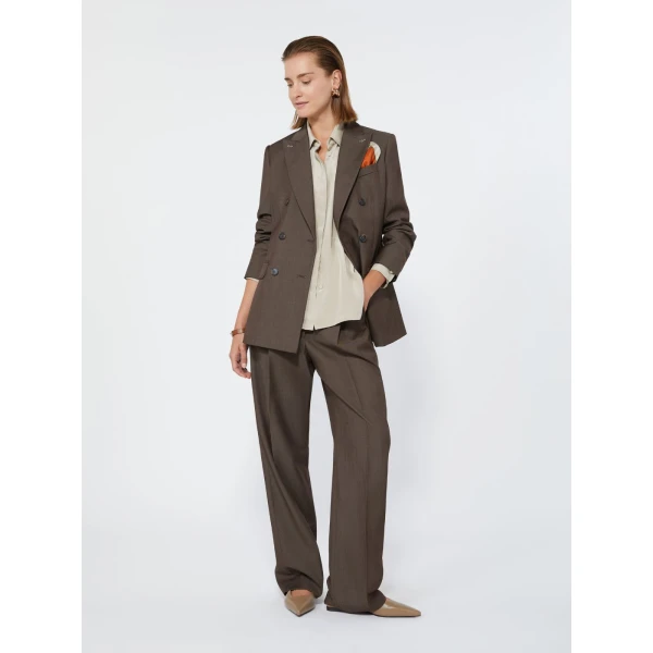 Max Mara Calte Wool Gabardine Trousers in Tobacco | Tailored pants | Luxury Shoes 