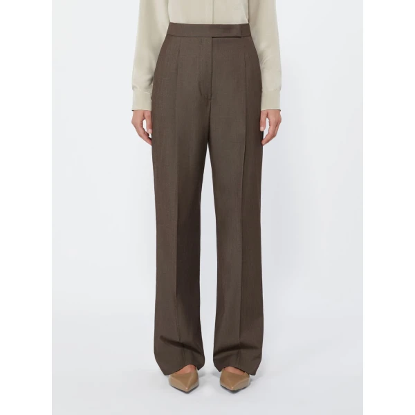 Max Mara Calte Wool Gabardine Trousers in Tobacco | Tailored pants | Luxury Shoes 