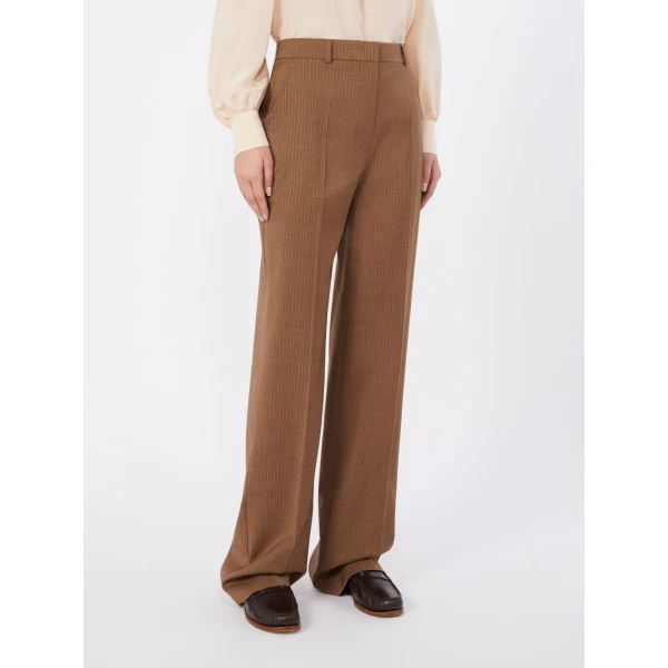Max Mara Cambusa Patterned Wool Trousers in Camel | Tailored pants | Luxury Shoes 