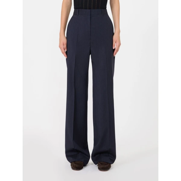 Max Mara Cambusa Patterned Wool Trousers in Navy | Tailored pants | Luxury Shoes 