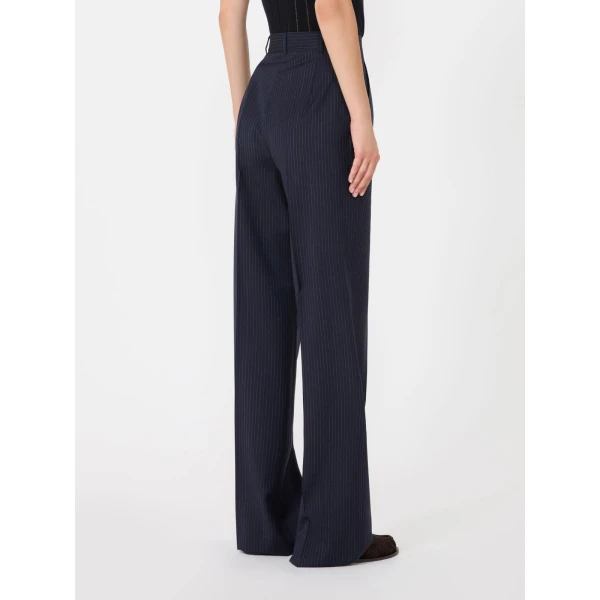 Max Mara Cambusa Patterned Wool Trousers in Navy | Tailored pants | Luxury Shoes 
