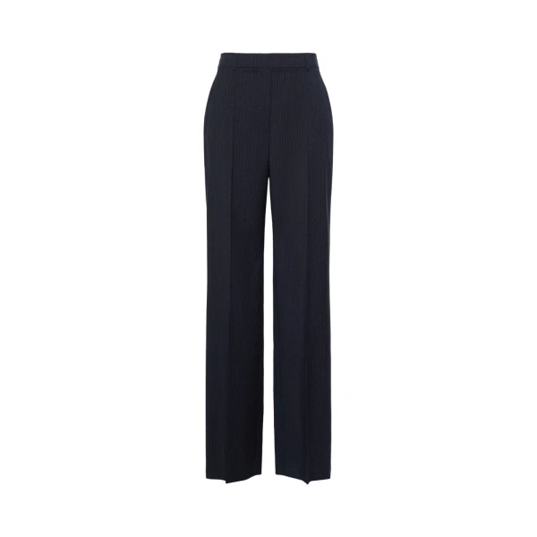 Max Mara Cambusa Patterned Wool Trousers in Navy | Tailored pants | Luxury Shoes 