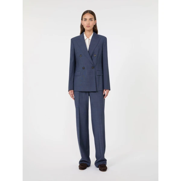 Max Mara Cambusa Patterned Wool Trousers in Ultramarine | Tailored pants | Luxury Shoes 