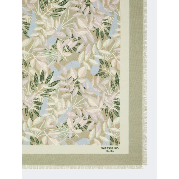 Max Mara Camice Printed Wool and Silk Foulard in Green | Scarves | Luxury Shoes 