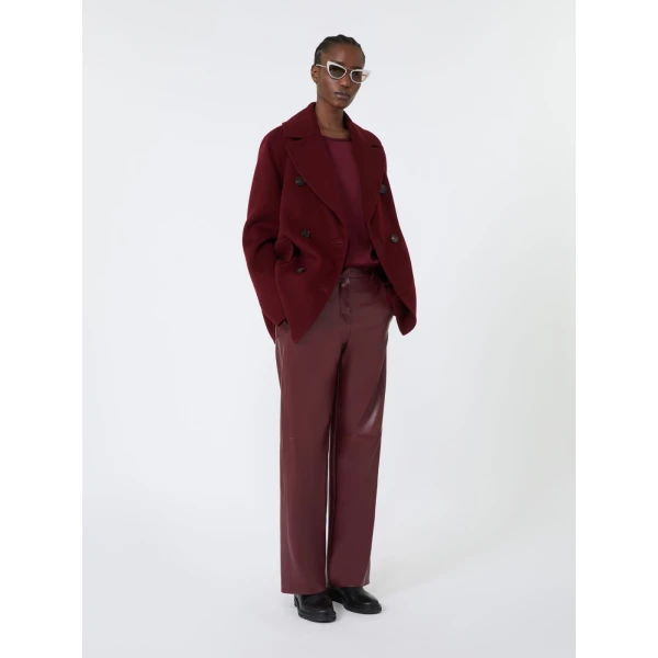 Max Mara Camilla Wool Pea Coat in Bordeaux | Wool Coat | Luxury Shoes 