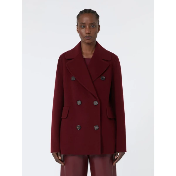 Max Mara Camilla Wool Pea Coat in Bordeaux | Wool Coat | Luxury Shoes 