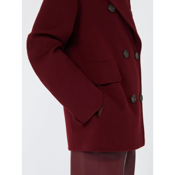 Max Mara Camilla Wool Pea Coat in Bordeaux | Wool Coat | Luxury Shoes 