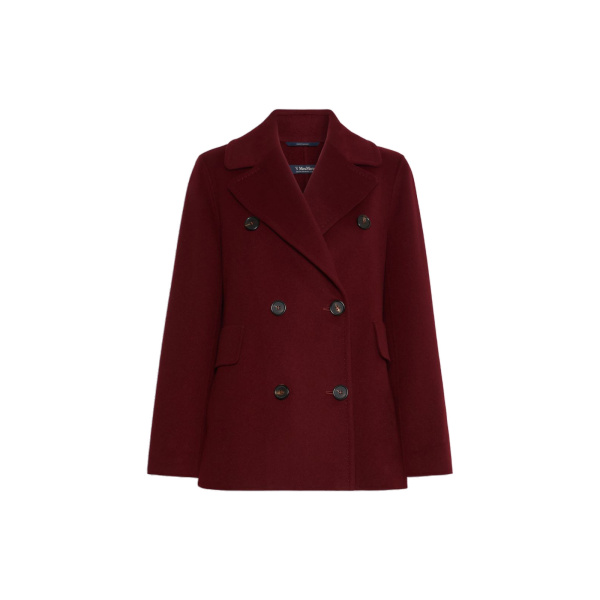 Max Mara Camilla Wool Pea Coat in Bordeaux | Wool Coat | Luxury Shoes 