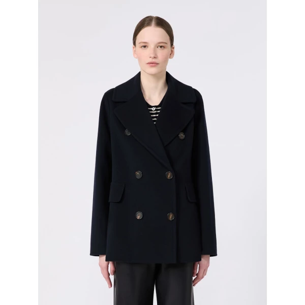Max Mara Camilla Wool Pea Coat in Midnight Blue | Wool Coat | Luxury Shoes 