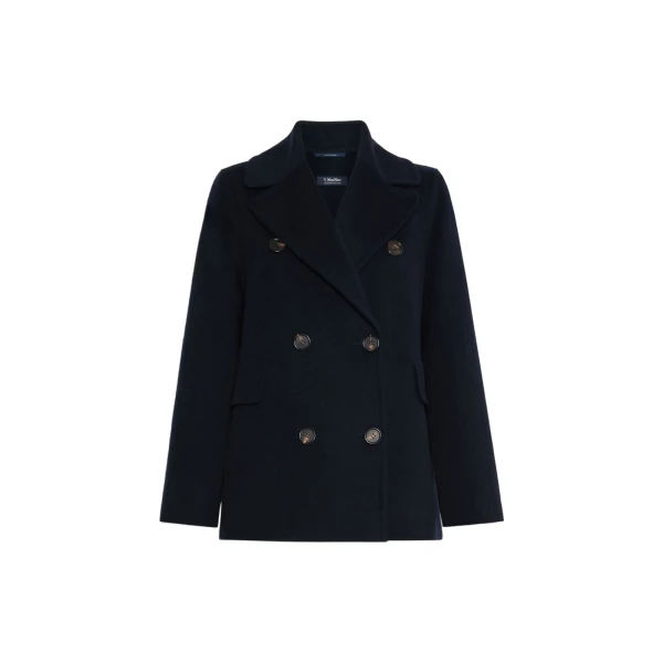 Max Mara Camilla Wool Pea Coat in Midnight Blue | Wool Coat | Luxury Shoes 