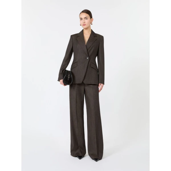 Max Mara Campo Denim-Look Wool Trousers in Black | Denim | Luxury Shoes 