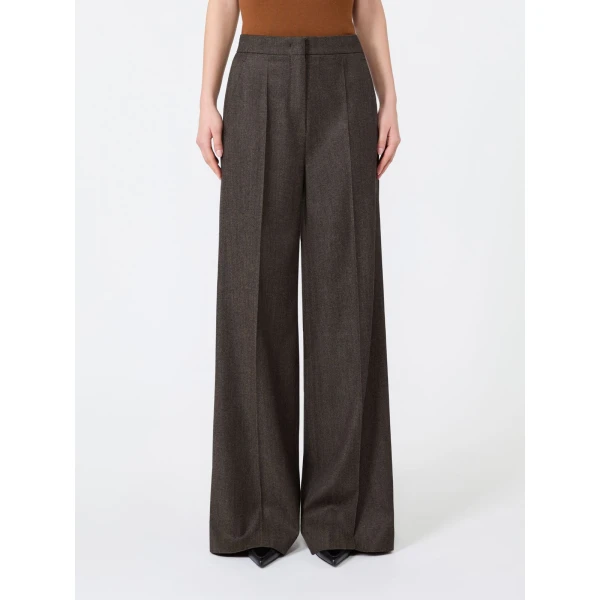 Max Mara Campo Denim-Look Wool Trousers in Black | Denim | Luxury Shoes 