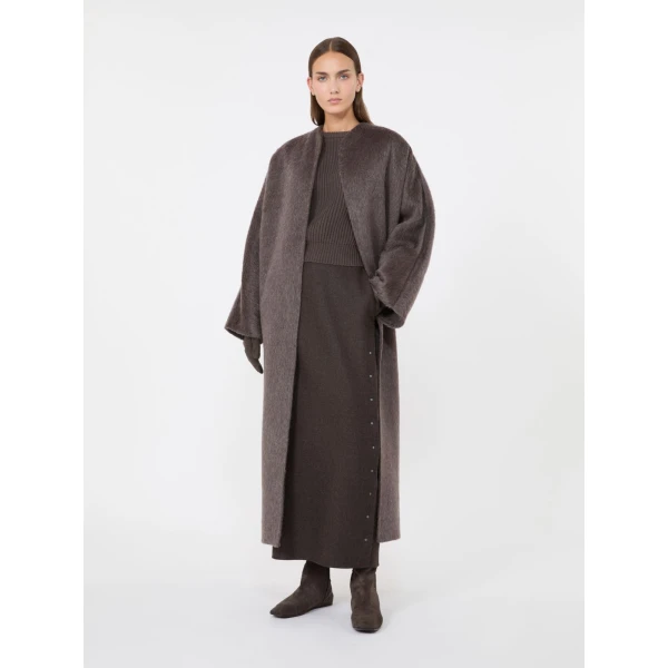 Max Mara Campo Long Felted Wool Skirt in Mud | Maxi Skirts | Luxury Shoes 