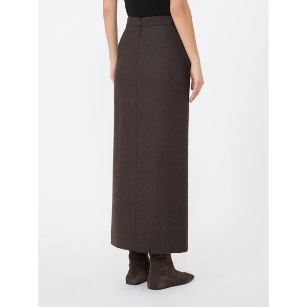Max Mara Campo Long Felted Wool Skirt in Mud | Maxi Skirts | Luxury Shoes 