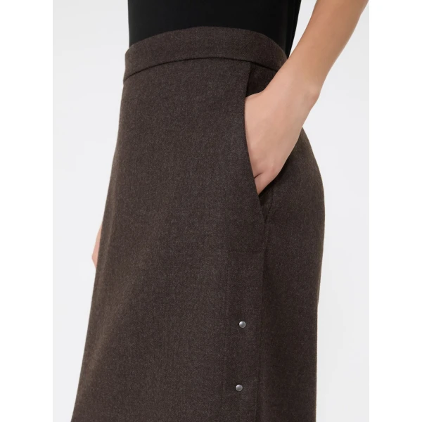 Max Mara Campo Long Felted Wool Skirt in Mud | Maxi Skirts | Luxury Shoes 