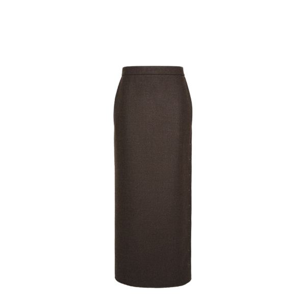Max Mara Campo Long Felted Wool Skirt in Mud | Maxi Skirts | Luxury Shoes 