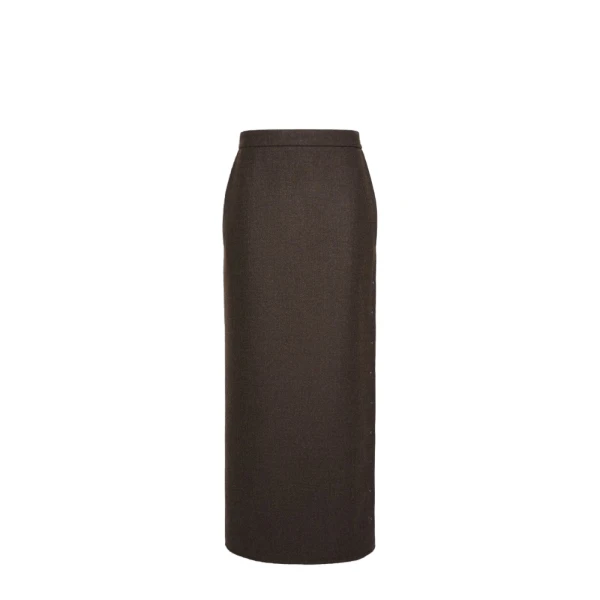 Max Mara Campo Long Felted Wool Skirt in Mud | Maxi Skirts | Luxury Shoes 