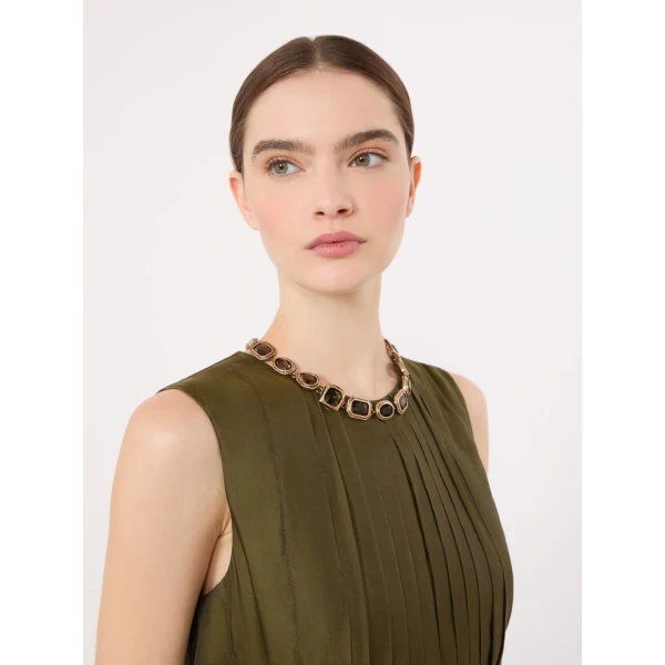 Max Mara Canapa Choker Necklace in Light Grey | Necklace | Luxury Shoes 