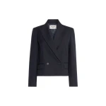 Max Mara Canapa Wool and Cotton Gabardine Blazer in Navy | Blazers | Luxury Shoes 
