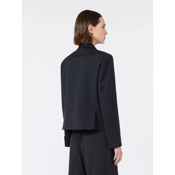 Max Mara Canapa Wool and Cotton Gabardine Blazer in Navy | Blazers | Luxury Shoes 